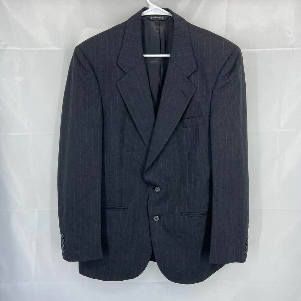 Burberry Men 40 Suit Jacket Sport Coat Blazer Single Breasted Gray Striped Wool